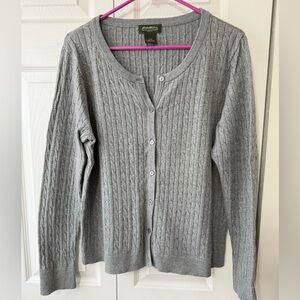 Eddie Bauer Gray Cable Cardigan